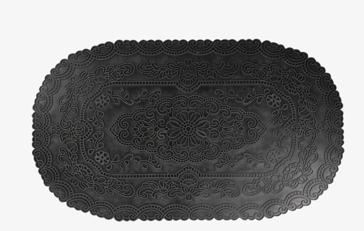 Esschert Design Rubberen Deurmat - Perzisch Motief - 44 x 74,6 cm Zwart
