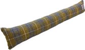 Tochtstopper Mosterdgeel Blauw - Harris Tweed - Verzwaard - 95 cm - Handgemaakt in Schotland - Caroline Wolfe Murray