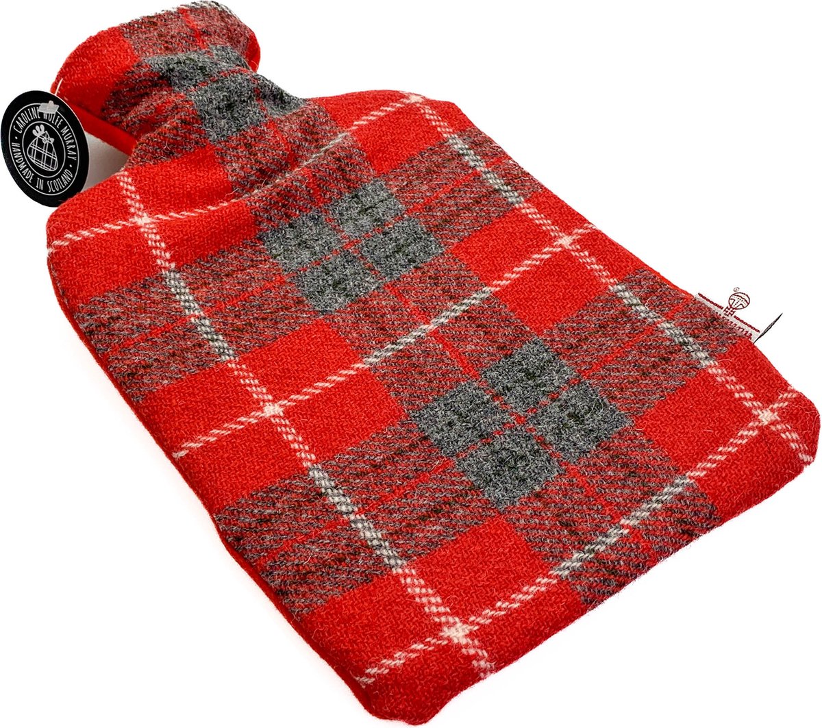 Kruik Rood Grijs - 2 liter - Harris tweed - Handgemaakt in Schotland - Caroline Wolfe Murray