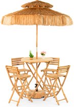 Parasolset Hawaii - Strandset Parasol Incl. 4 krukken - Bamboe set - Parasol Ø180cm