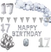 17 jaar Verjaardag Versiering Pakket Zilver XL