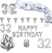 32 jaar Verjaardag Versiering Pakket Zilver XL