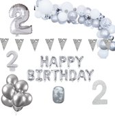 2 jaar Verjaardag Versiering Pakket Zilver XL
