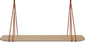 Leren split-plankdragers - Handles and more® - 100% leer - SUEDE BRICK - set van 2 / excl. plank (leren plankdragers - plankdragers banden - leren plank banden)