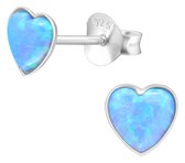 Joie|S - Boucles d'oreilles coeur argent - bleu azur - 5 mm - boucles d'oreilles enfant