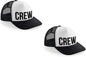 2x stuks CREW snapback cap/ truckers pet voor dames en heren - personeel petje/caps