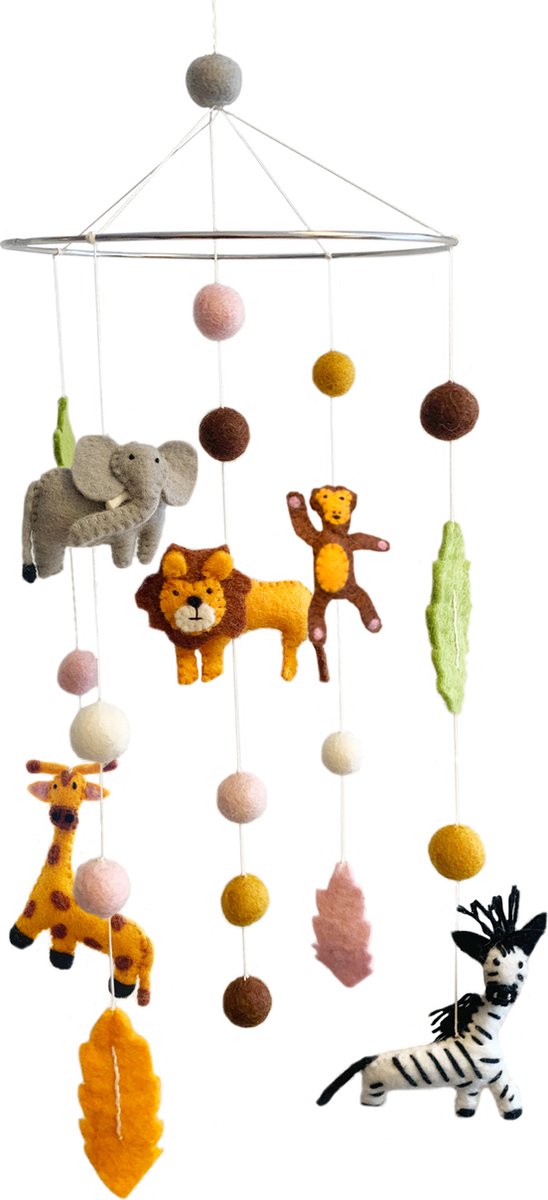BeYoona Baby Mobiel - Afrika - Boxmobiel - Mobiel Babykamer - Handgemaakt - Fairmade uit Nepal