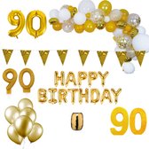90 jaar Verjaardag Versiering Pakket Goud XL