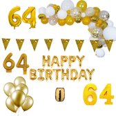 64 jaar Verjaardag Versiering Pakket Goud XL
