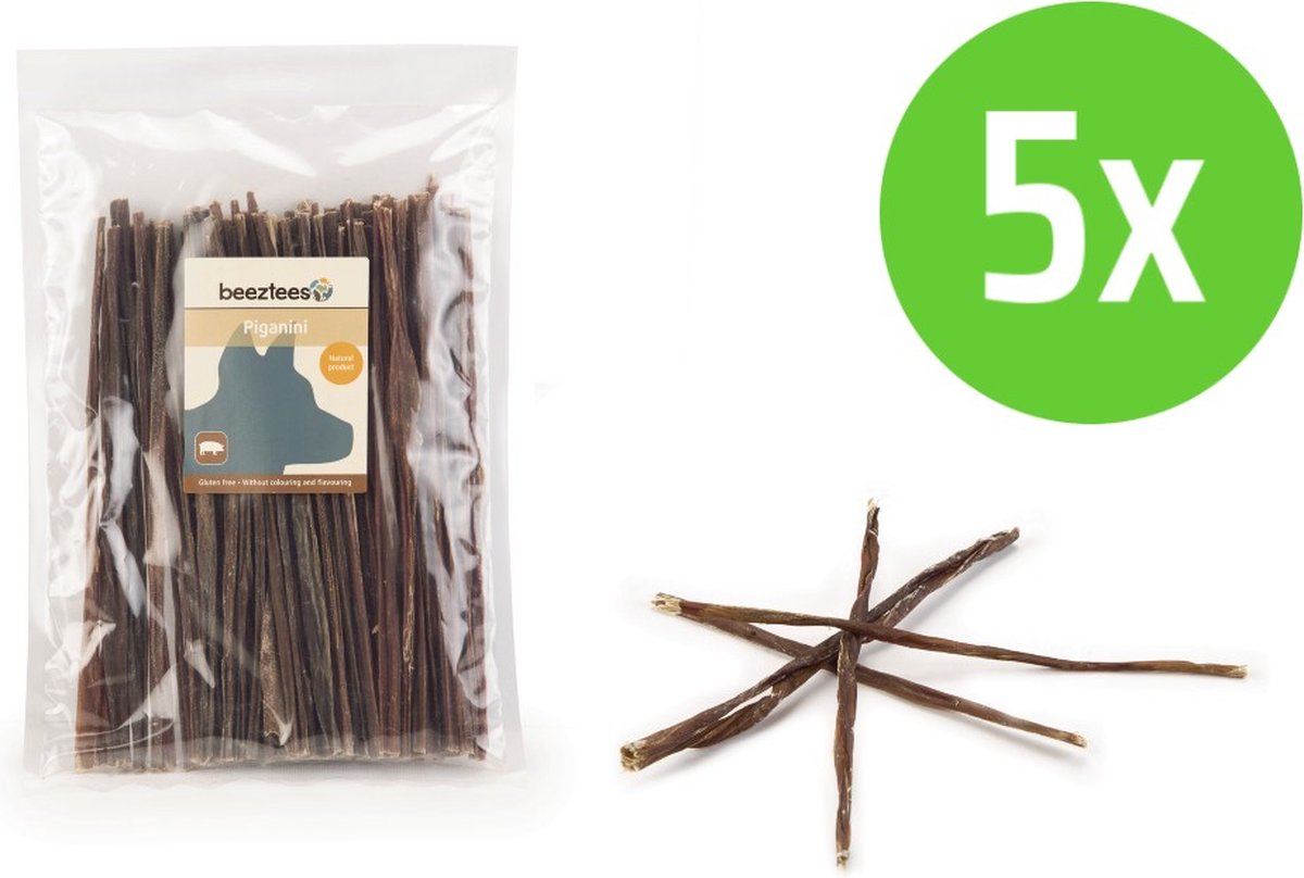 Beeztees Piganini - hondensnack - 200 gram - 5 verpakkingen