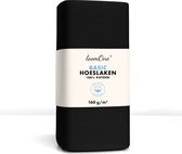 Hoeslaken Loom One - 100% Katoen jersey - 90x200 cm - épaisseur de matelas jusqu'à 25 cm - 160 g/m² - Noir