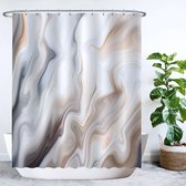 Rideau de Douche Ulticool - Marble Waves Marron Sépia - 180 x 200 cm - avec 12 anneaux