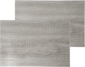 Set van 4x stuks placemats hout print grijs - PVC - 45 x 30 cm - Onderleggers