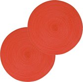Set van 6x stuks placemats rood - gevlochten kunststof - 38 cm - Onderleggers