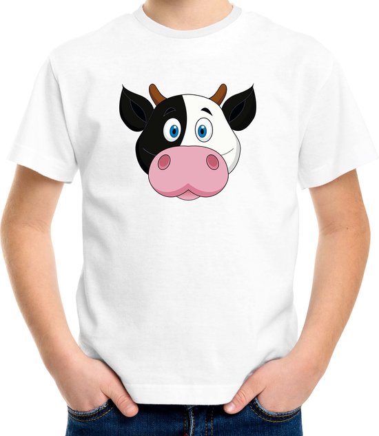 Cartoon koe t-shirt wit voor jongens en meisjes - Kinderkleding / dieren t-shirts kinderen 146/152