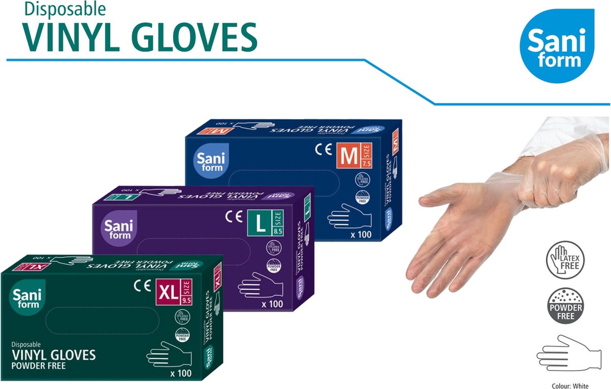 Goedkoopste Vinyl Onderzoekshandschoenen latex en poedervrij -100stuks