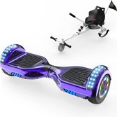 Microgo Hoverboard 6.5 Inch | Krachtige Motor | Sier LEDs | Bluetooth Speaker | Paars + Kart Wit