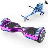 Microgo Hoverboard 6.5 Inch | Krachtige Motor | Sier LEDs | Bluetooth Speaker | Paars Chroom + Kart Blauw