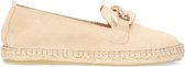 Manfield - Dames - Beige suède espadrilles met chain - Maat 40