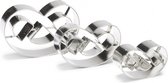 uitsteekvormen Krakeling 9,8 x 6,2 cm RVS zilver 3-delig
