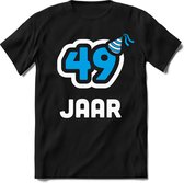 49 Jaar Feest kado T-Shirt Heren / Dames - Perfect Verjaardag Cadeau Shirt - Wit / Blauw - Maat M