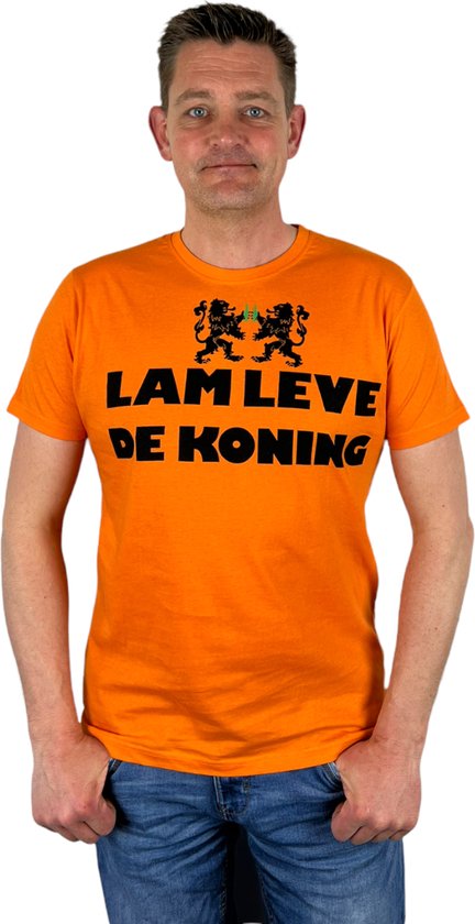 Oranje Heren T-Shirt - Lam Leve De Koning -  Voor Koningsdag - Holland - Formule 1 - EK/WK Voetbal - Maat XXL