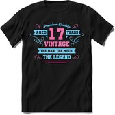 17 Jaar Legend - Feest kado T-Shirt Heren / Dames - Licht Blauw / Licht Roze - Perfect Verjaardag Cadeau Shirt - grappige Spreuken, Zinnen en Teksten. Maat 3XL