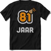 81 Jaar Feest kado T-Shirt Heren / Dames - Perfect Verjaardag Cadeau Shirt - Goud / Zilver - Maat 8XL
