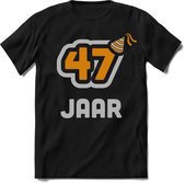 47 Jaar Feest kado T-Shirt Heren / Dames - Perfect Verjaardag Cadeau Shirt - Goud / Zilver - Maat S
