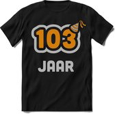 103 Jaar Feest kado T-Shirt Heren / Dames - Perfect Verjaardag Cadeau Shirt - Goud / Zilver - Maat XXL