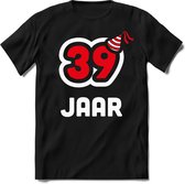 39 Jaar Feest kado T-Shirt Heren / Dames - Perfect Verjaardag Cadeau Shirt - Wit / Rood - Maat M