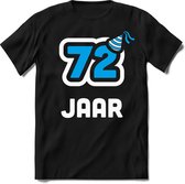 72 Jaar Feest kado T-Shirt Heren / Dames - Perfect Verjaardag Cadeau Shirt - Wit / Blauw - Maat S