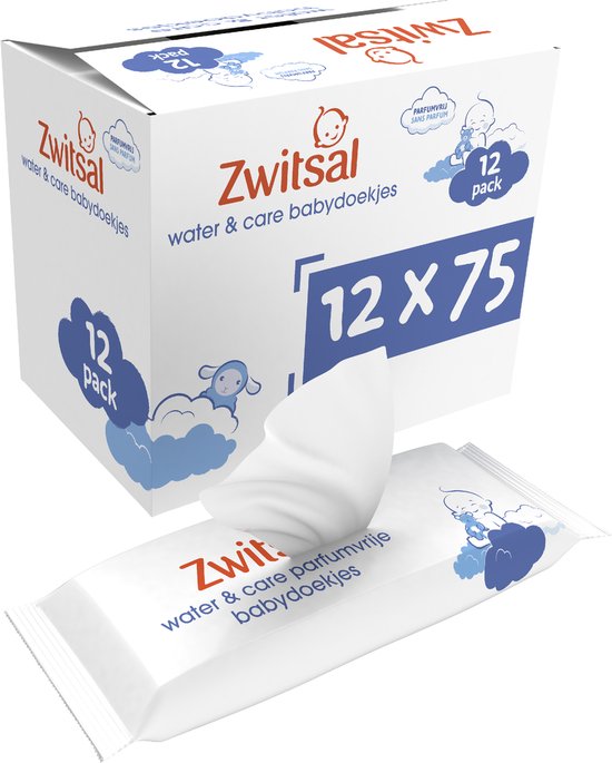 Zwitsal Water & Care Billendoekjes Parfumvrij - 900 doekjes - Voordeelverpakking