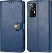 Xiaomi 12X Hoesje - Mobigear - Snap Button Serie - Kunstlederen Bookcase - Blauw - Hoesje Geschikt Voor Xiaomi 12X