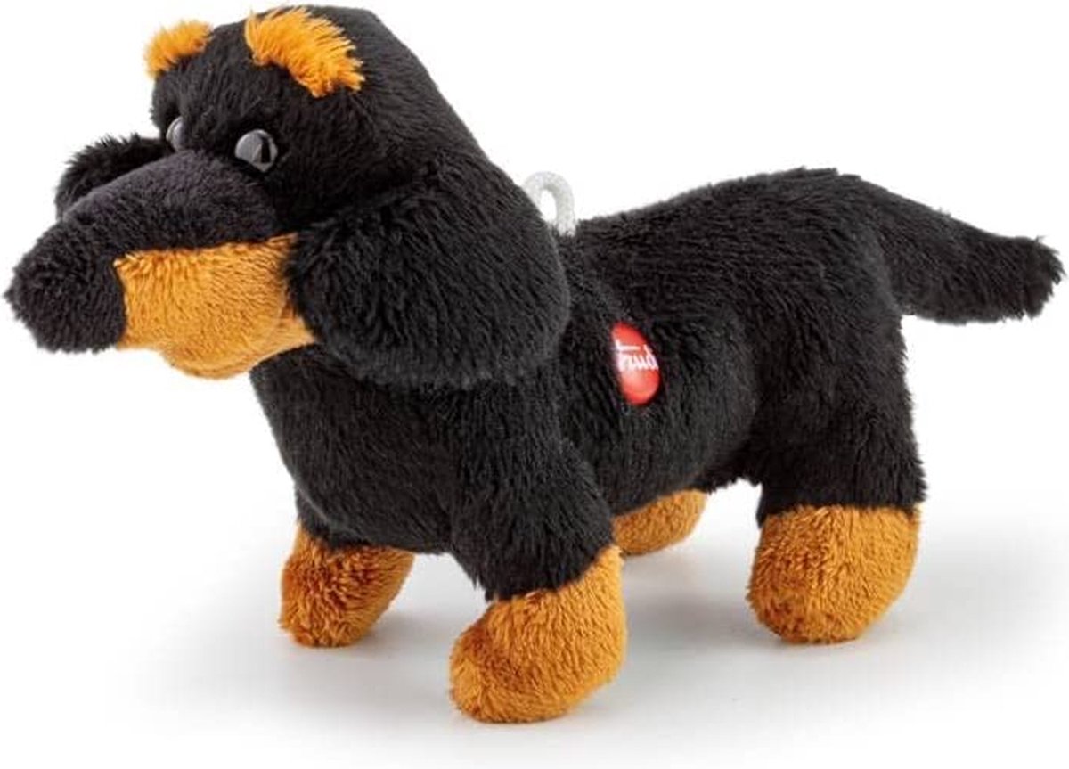 Trudi - Sweet Collection Knuffel Hond Tekkel 14 cm - Handgemaakt in Italie - Zacht pluche - Knuffeldier voor jongens en meisjes - Zwart Bruin - 6x9x14 cm maat XXS