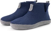 Travelin' Stay-Home Dames Sloffen - Wollen Pantoffels - suède zool - Navy Blauw - Maat 40