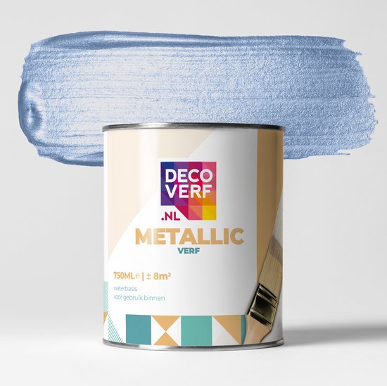 Foto: Decoverf metallic verf zilverblauw 750ml