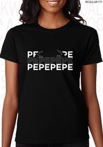 PEPEPEPE dames shirt – Maat XL - Zwart - Korte mouwen - Ronde hals - Regular Fit - Grappige teksten - Quotes - Kwoots - Humor - Tekst shirt - Cadeau - TikTok - Laat ze maar praten