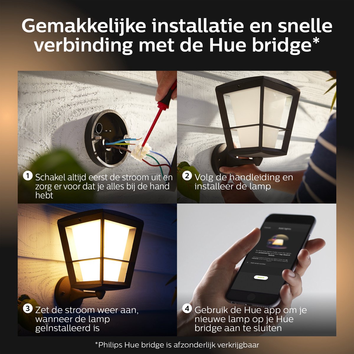 Philips Hue Econic muurlamp - wit en gekleurd licht - zwart - omhoog — afbeelding 6
