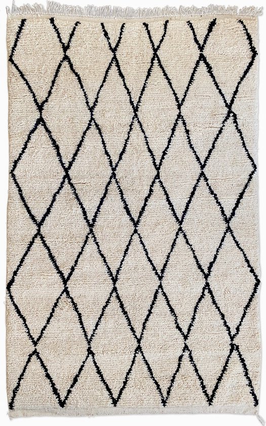 Vloerkleed Kinderkamer - Marokkaans Beni Ourain vloerkleed - 100 x 150 cm - Handgemaakt tapijt - Ideaal voor je woo-, slaap- of kinderkamer.