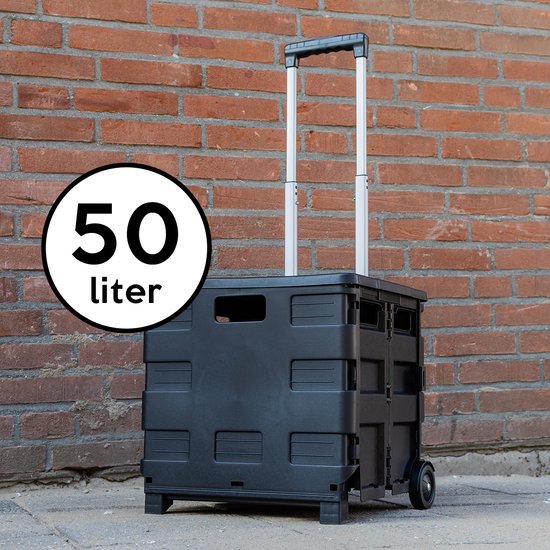 Relaxdays boodschappentrolley, opvouwbaar, met wielen, deksel, telescopische handgreep, tot 35 kg, vouwkrat, wit