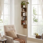 A.T. Shop Hoekrek met 5 niveaus, wandrek met zigzag-design, boekenrek, 20 x 20 x 127,5 cm