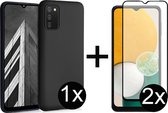 iParadise Samsung A13 Hoesje - Samsung galaxy A13 hoesje zwart siliconen case cover - Full Cover - 2x Samsung A13 Screenprotector