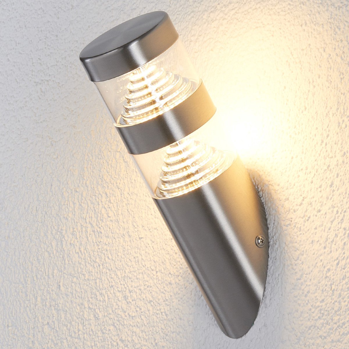 Lindby - LED wandlamp buiten - 1licht - roestvrij staal, kunststof - roestvrij staal, transparant - Inclusief lichtbron