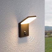 Lucande - Wandlampen buiten - 1licht - aluminium, kunststof - H: 16.5 cm - grafietgrijs, wit - Inclusief lichtbron