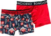 Bon Giorno Boxers Heren 2-Pack - Rood/Blauw - L
