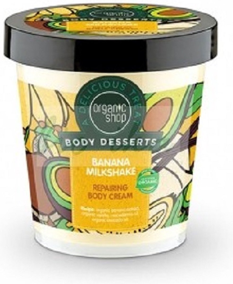 Organic Shop - Body Desserts Banana Milkshake Repairing Body Cream Regenerujący Krem O Zapachu Banana 4 - 450ML