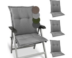 Beautissu HighLux NL Set van 4 Tuinkussen Lage Rug Kussen 105x50x7cm Outdoor Zitkussen voor Tuinstoel Grijs