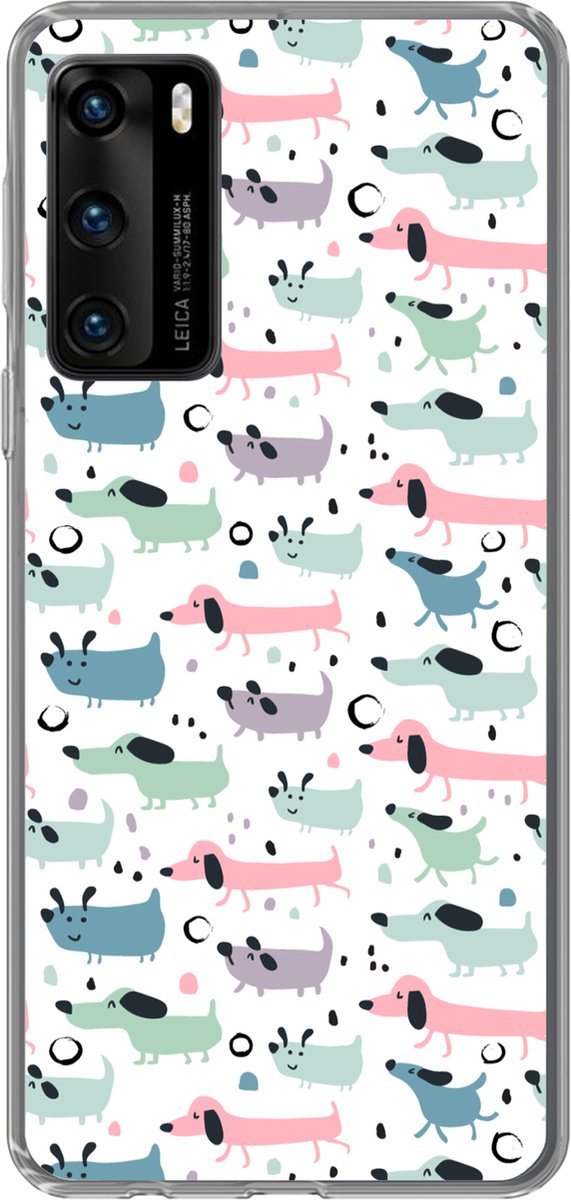 Telefoonhoesje Geschikt voor Huawei P40 hoesje - Patroon - Hond - Tekenen - Jongens - Meisjes - Kinderen - Kind - Siliconen Telefoonhoesje Telefoonhoesje