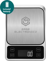 Ease Electronicz Digitale Precisie keukenweegschaal - 1gr tot 5 kg - Met Tarra Functie - Elektrisch - Inclusief Batterijen - RVS